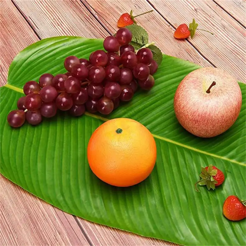 

1pc Artificial Leaves Hawaiian Banana Leaves Placemat Heat Resistant Drink Cup Coasters Table Decoration Faux Dining Table Mats