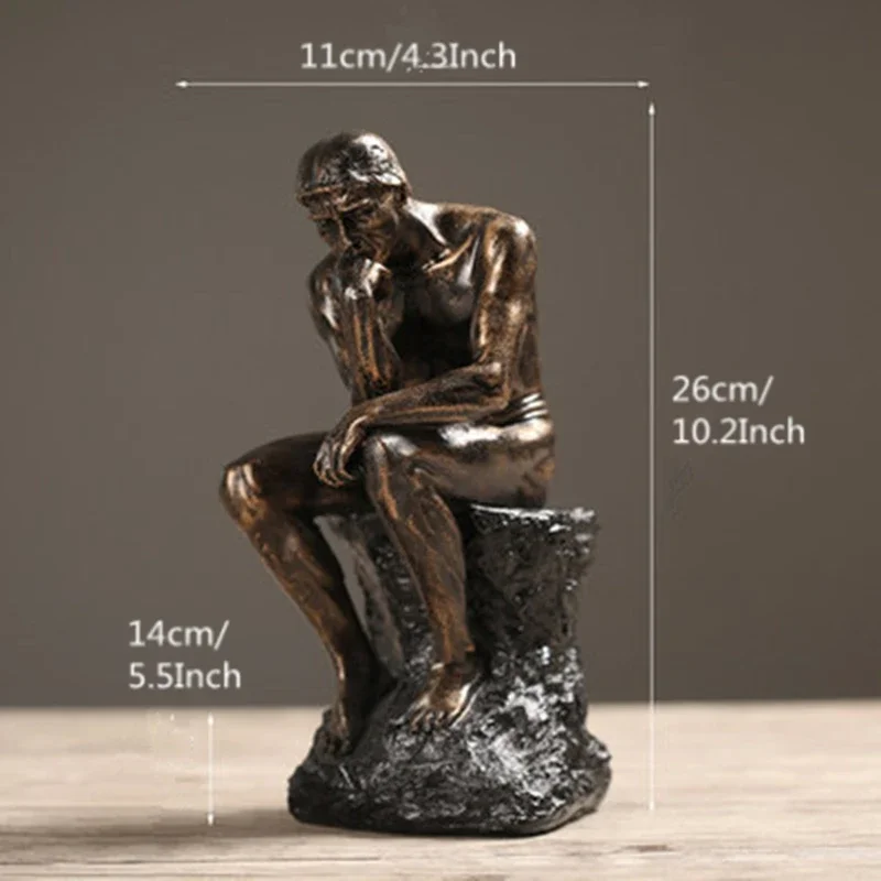 26cm Resin Sandstone Thinkers Statue Retro People Ornaments Home Decorations Accessories Handmade Crafts Gifts