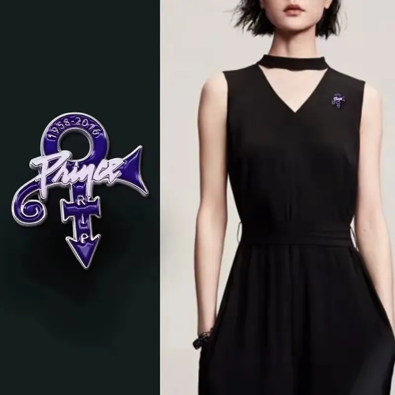 Singer Prince Logo Brooch Artistic Musician Cartoon Image Enamel Pin Fashion Collar Jewelry Badge Backpack Decoration Fans Gift