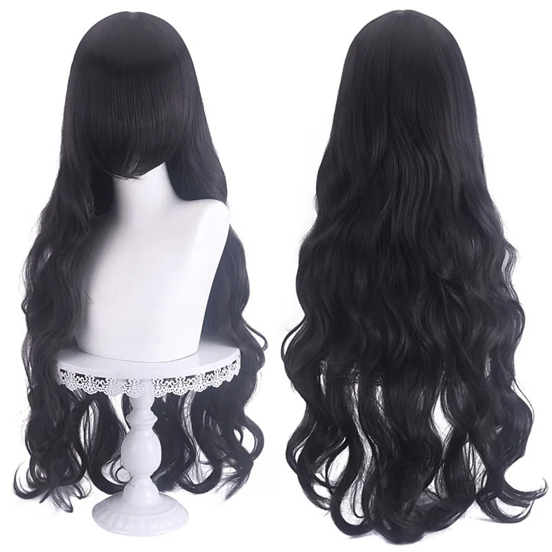 Synthetic Cosplay Wig 80cm Long Curly High Density Air Bangs Face-Framing Thickened Net Celebrity Style for Women Party Costume
