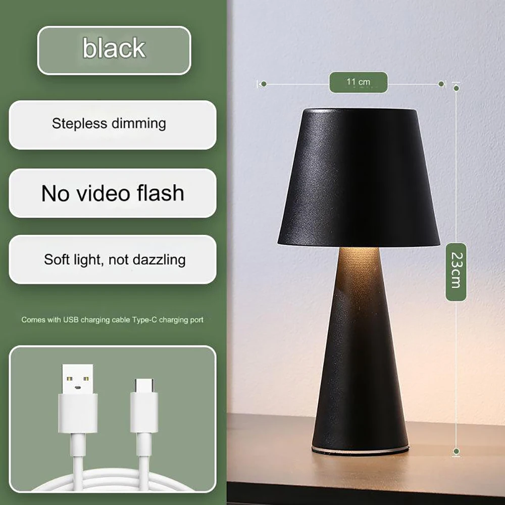 Wireless Table Lamp Rechargeable Desktop Decorative Lamp Modern Simple Lamp 3 Color Lighting Desk Lamp For Bedroom Bedside Light
