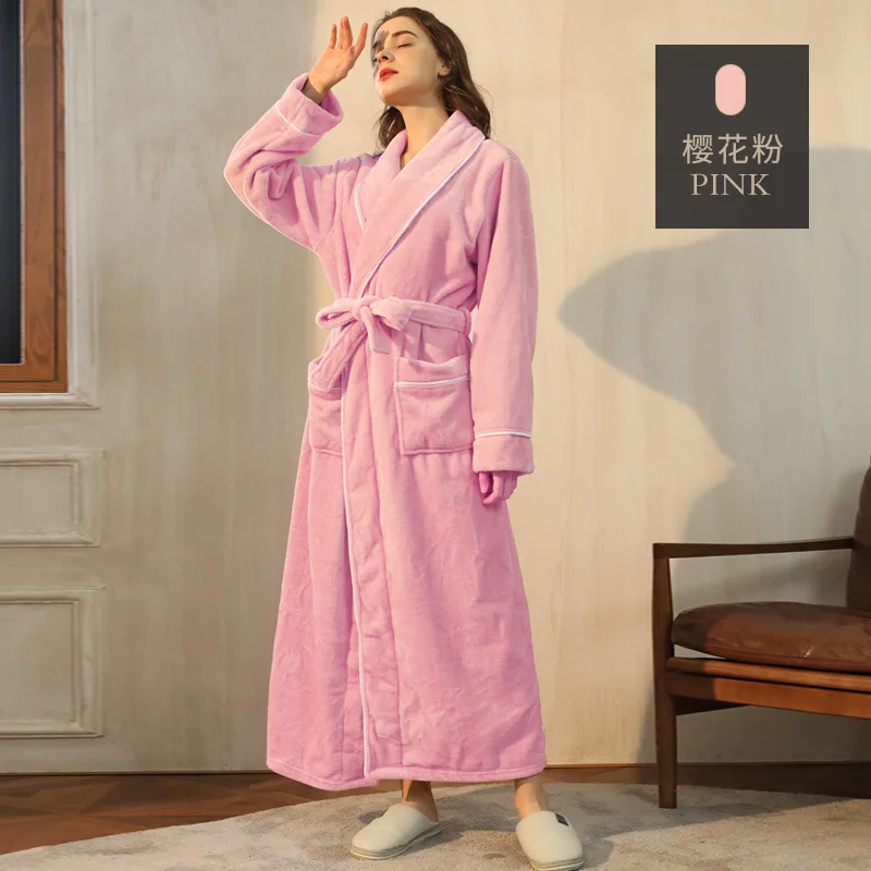 2023 New In Winter Thick Warm Couple Flannel Dressing Gown Plus-size European and American Bathrobes Soft Comfortable Sleepwear