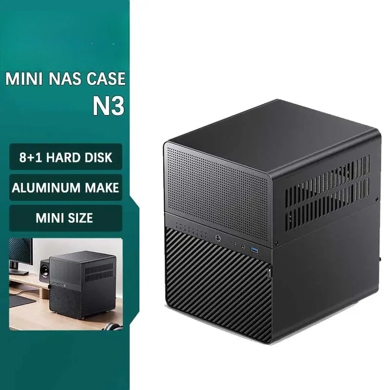 N3 Mini NAS Case ITX Mini Aluminum with Steel Plate Support 130mm CPU Cooler Two 100×25mm fan are standard