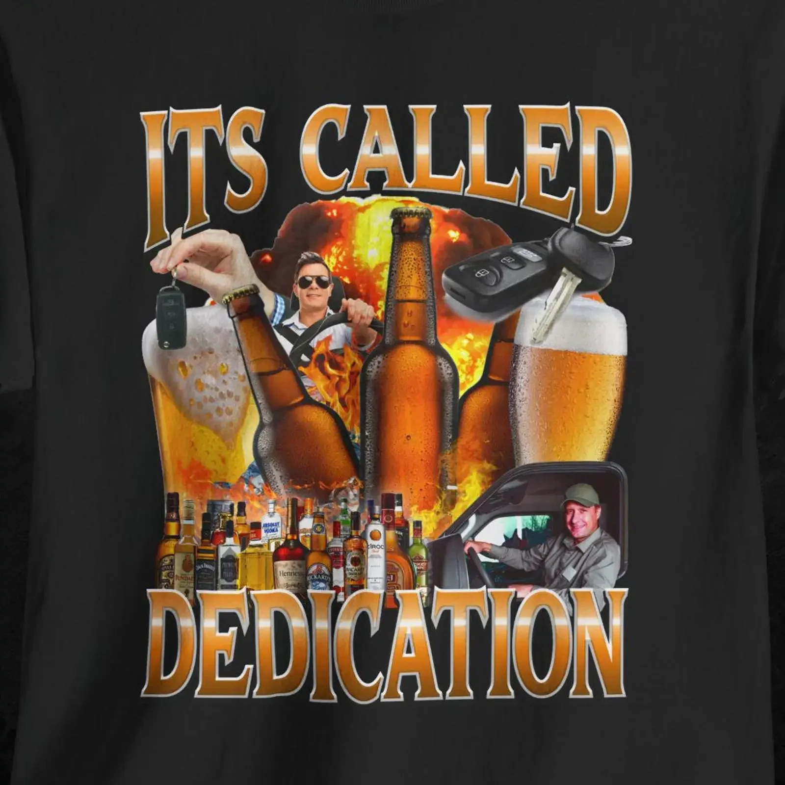 Its Called Dedication Funny Alcohol Beer Meme T Shirt Unhinged Bootleg Drunk Driving Humor Gen Z  vintage Washed Slightly