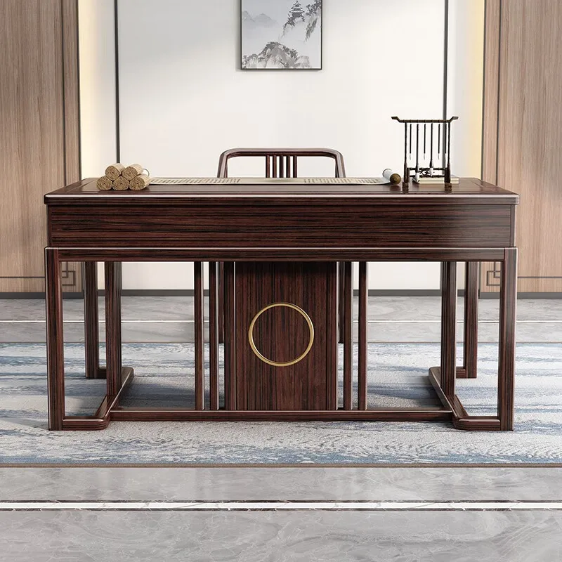 

New Chinese solid wood desk home desk study furniture set combination purple gold sandalwood computer table calligraphy table
