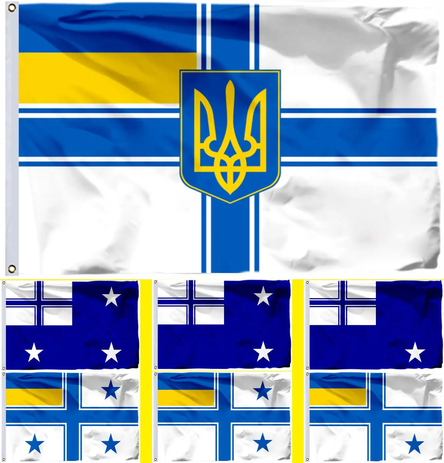 Ukraine Minister Defence At See Flag 3X5FT 90X150CM UK Navy Ship Formation Group Commander's Banner 21X14CM