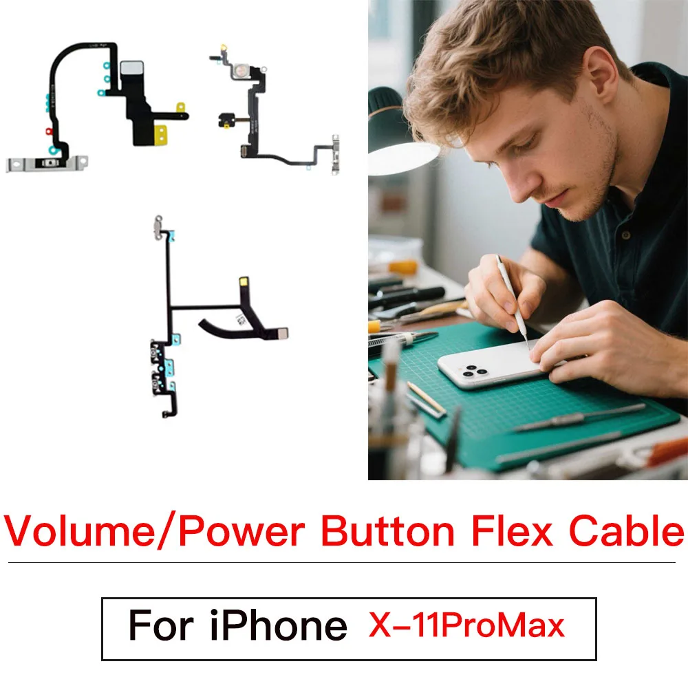 

Гибкий кабель кнопки питания громкости для iPhone 11 Pro, X, XR, XS Max с запасными частями кронштейна