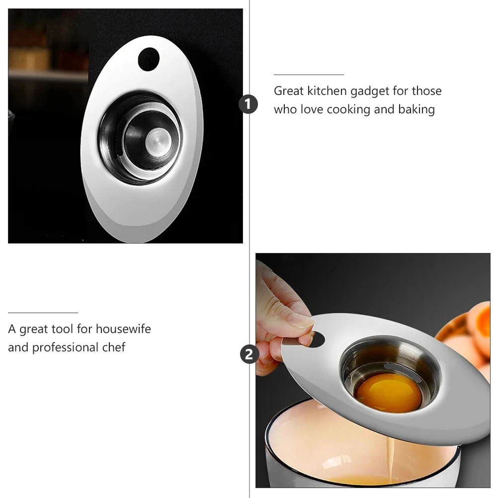 

White Separator Stainless Steel Easy Clean Kitchen Gadget Cooking Baking Housewife Chef Egg Separator Widened Gap Thick