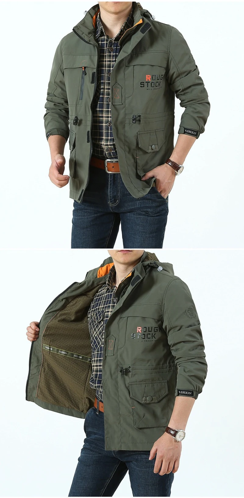 2024 Business Casual Jacken Herren Sportmantel Frühling Winddichte Kapuzenjacken Schnelltrocknende Leichte Outdoor-Kletterjacken – Detail 6