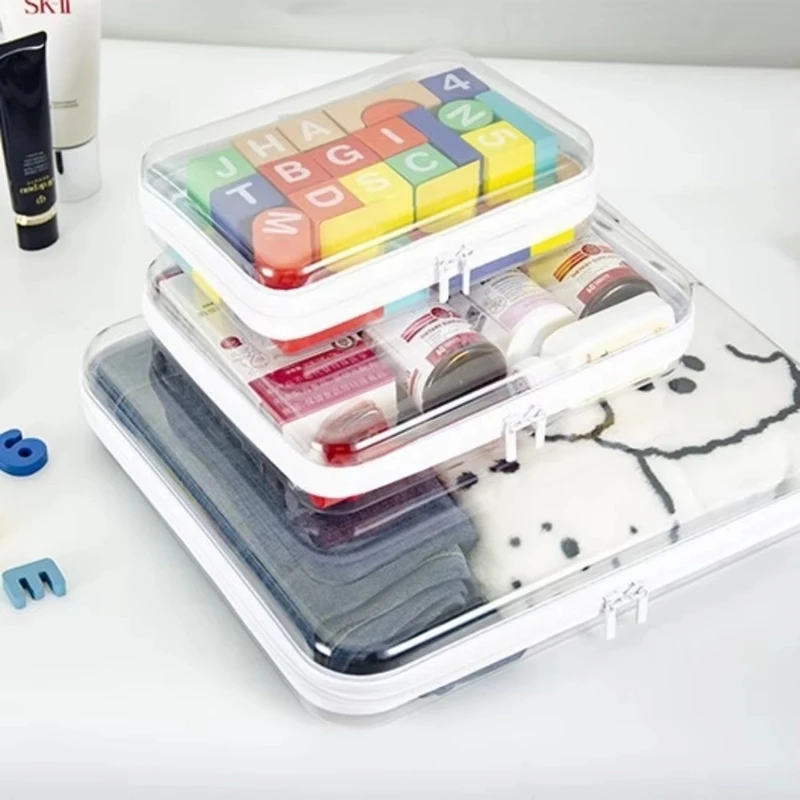 1pc Home Organize Box Transparent Cosmetics Storage Bag Baby Toy Organize Box Waterproof Plastic Zippered Pouch Travel Case Bag