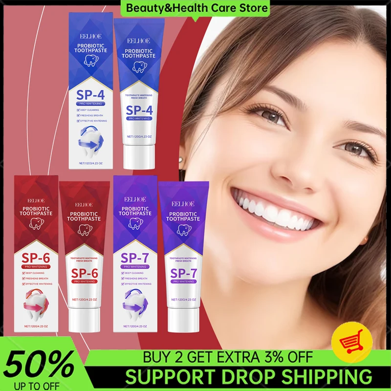 SP Series Probiotic Toothpaste SP4 SP6 SP7 Whitening Toothpaste Reduce Yellowing Intensive Stain Removal Fresh Breath Gum Care