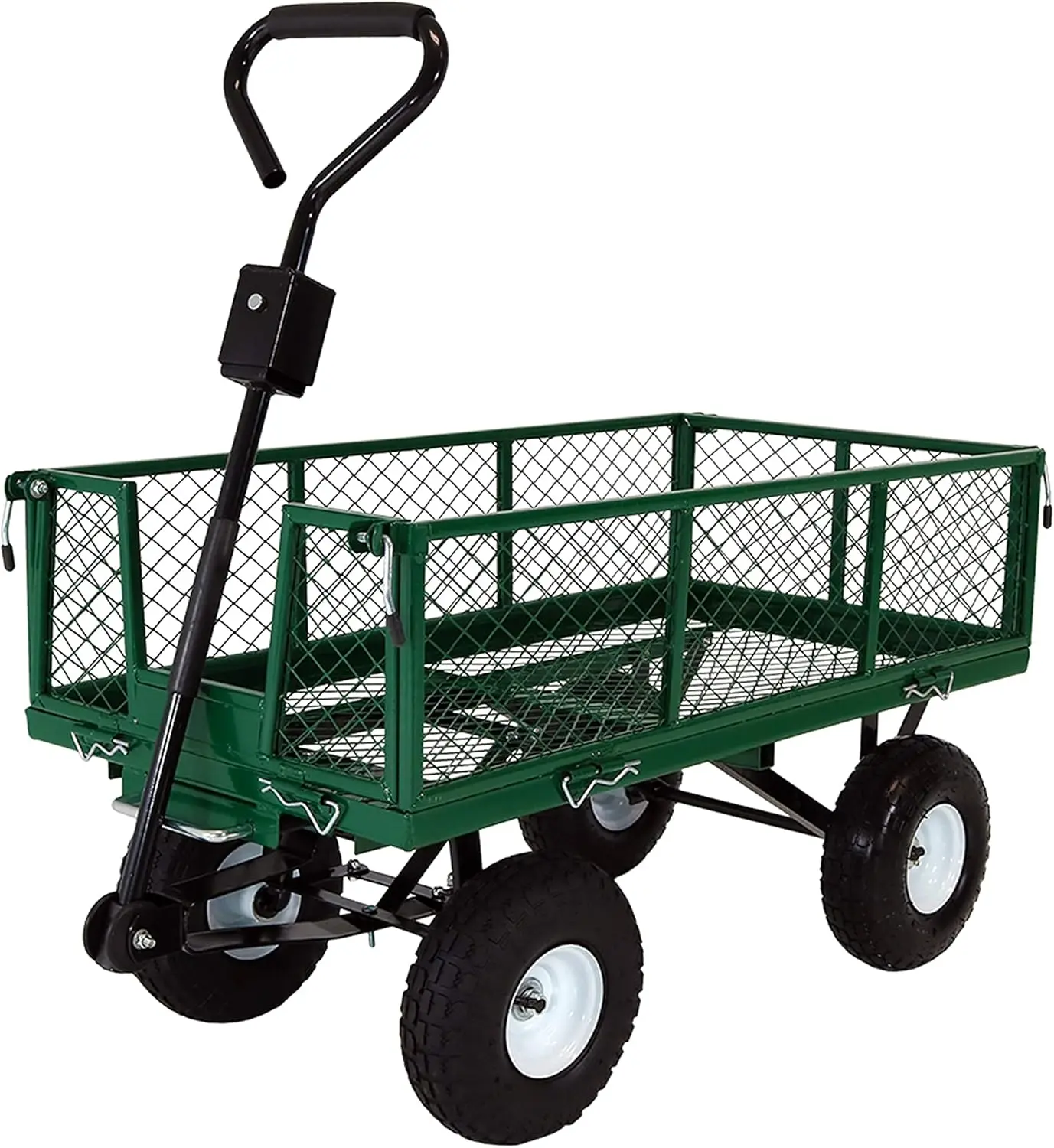 Utility Steel Dump Garden Cart - Removable Sides - 400-Pound Capacity - Green