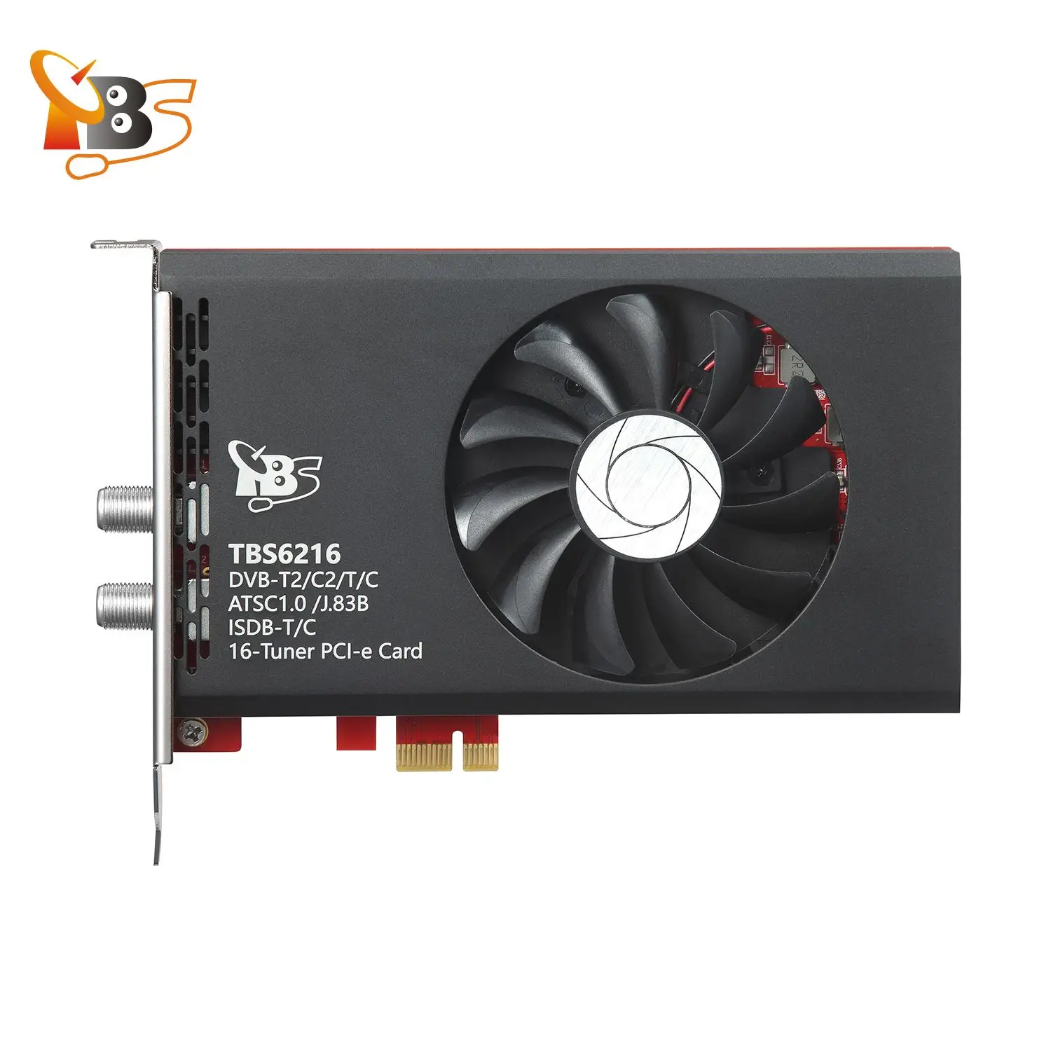 TBS6216 16-Tuner PCIe بطاقة دعم DVB-T2/C2/T/C(J.83A/B/C)/ISDB-T/C/ATSC1.0 كابل أرضي للبث المباشر قنوات تلفزيون FTA
