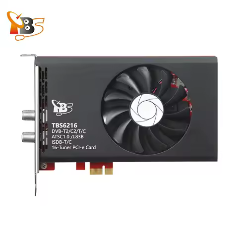 TBS6216 16-Tuner PCIe Card Support DVB-T2/C2/T/C(J.83A/B/C)/ISDB-T/C/ATSC1.0 Live Broadcast Terrestrial Cable FTA TV Channels