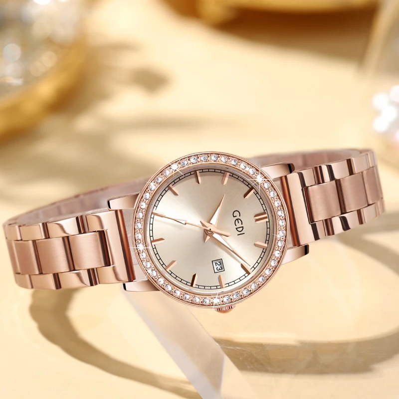 Light luxury stainless steel women's watch calendar waterproof high-end watch ladies quartz watch