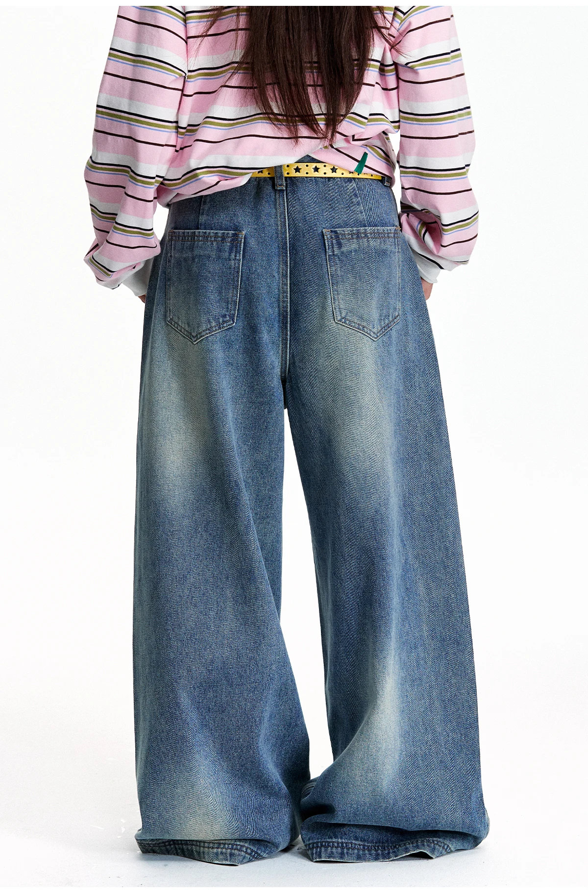 Men Women 2025 Autumn Winter New American Style Printed Rhinestone Long Denim Pants Loose Trendy Jeans Handsome Denim Trousers
