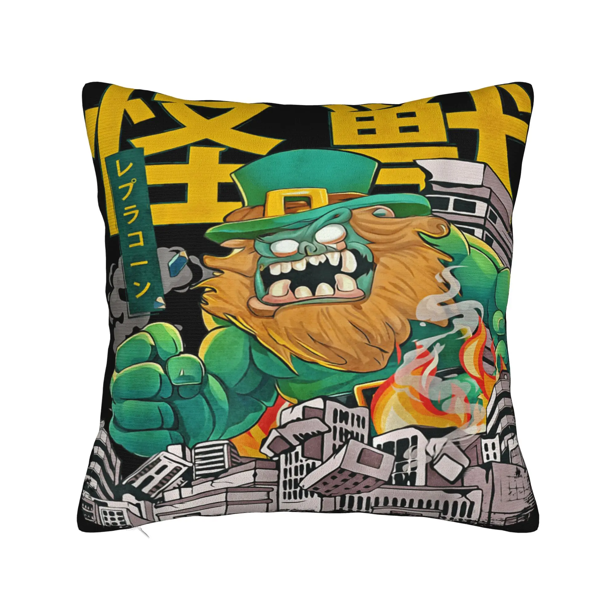 Kaiju Leprechaun Japanese Anime Monster Easter Pillowcases  Novelty Pillow Case For Living Room Bed Chair Comfy Pillow Cover