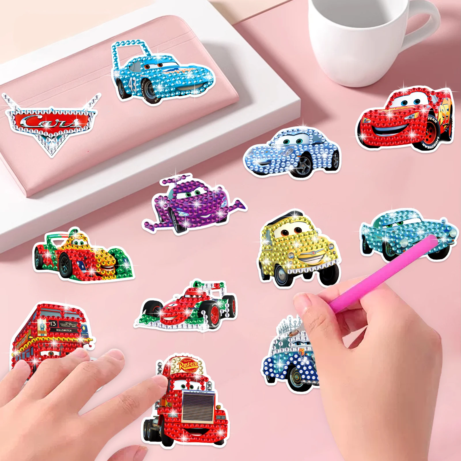 Cartoon Car Children Diamond Painting DIY Handmade Random Point Drill Stick Random Decoration sticker Suit Semi-Finished Product view 6