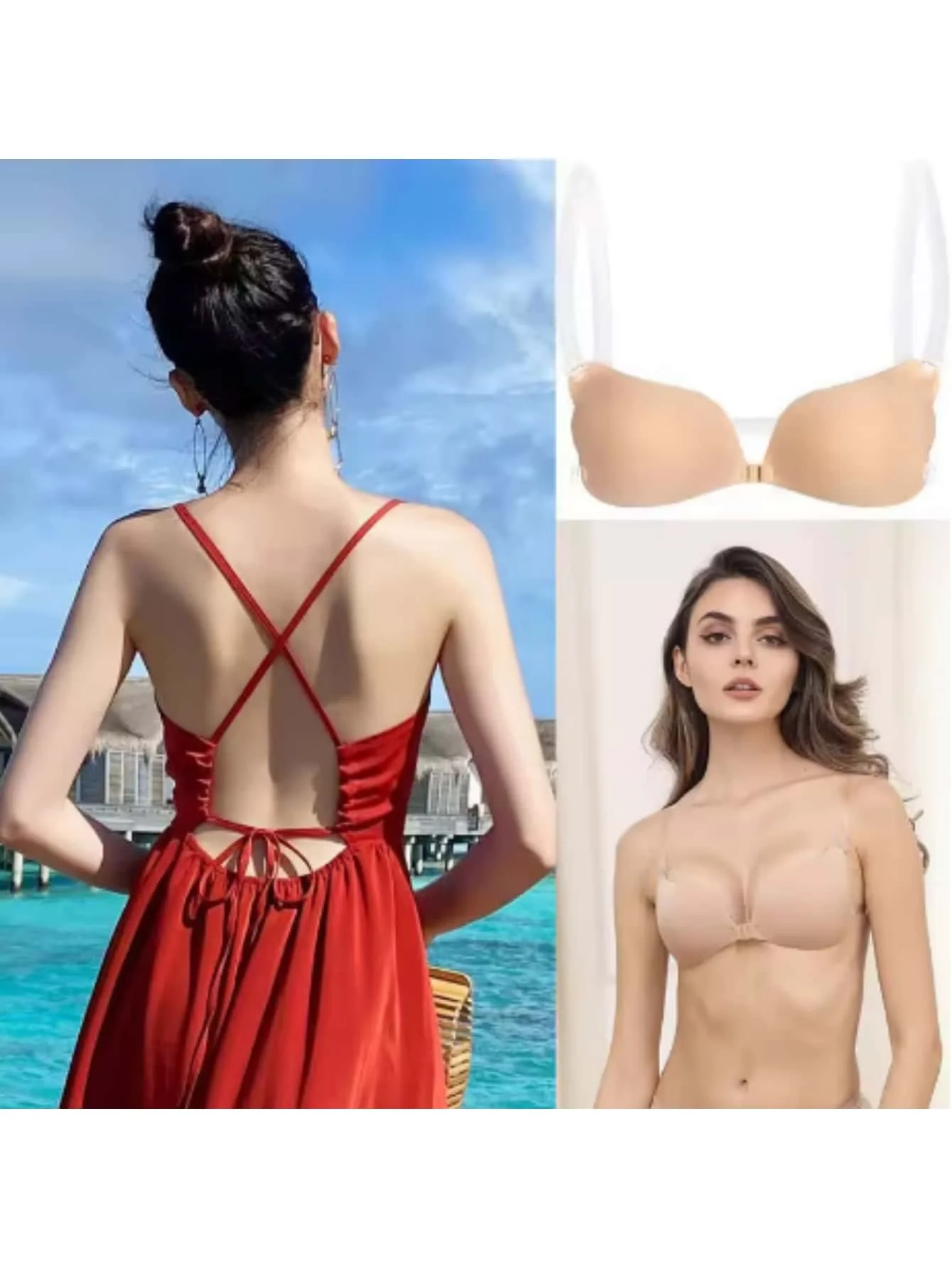 Reggiseni push up sexy in silicone da donna cinturino invisibile senza schienale bralette solido reggiseni senza cuciture da donna reggiseno rimovibile autoadesivo