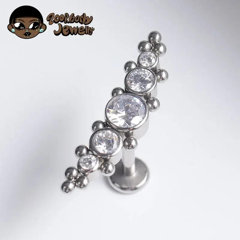 F136 Titanium Conch Piercing Clear Zircon 16G Flat Helix Labret Spiral Lip Nail Tragus Conch Cartilage Piercing Body Jewelry