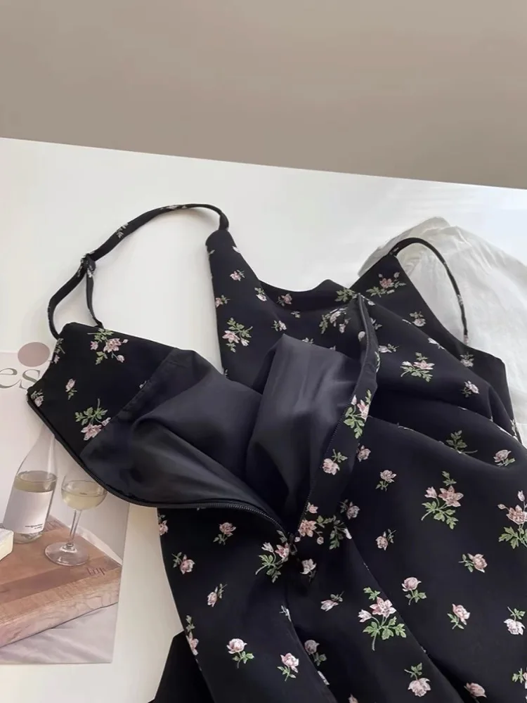 فستان Bla Floral V-ne للسيدات دكتور صيفي للتخسيس مثير بحمالات فستان كوري مناسب للأعمار من 25 إلى 29 عامًا #4