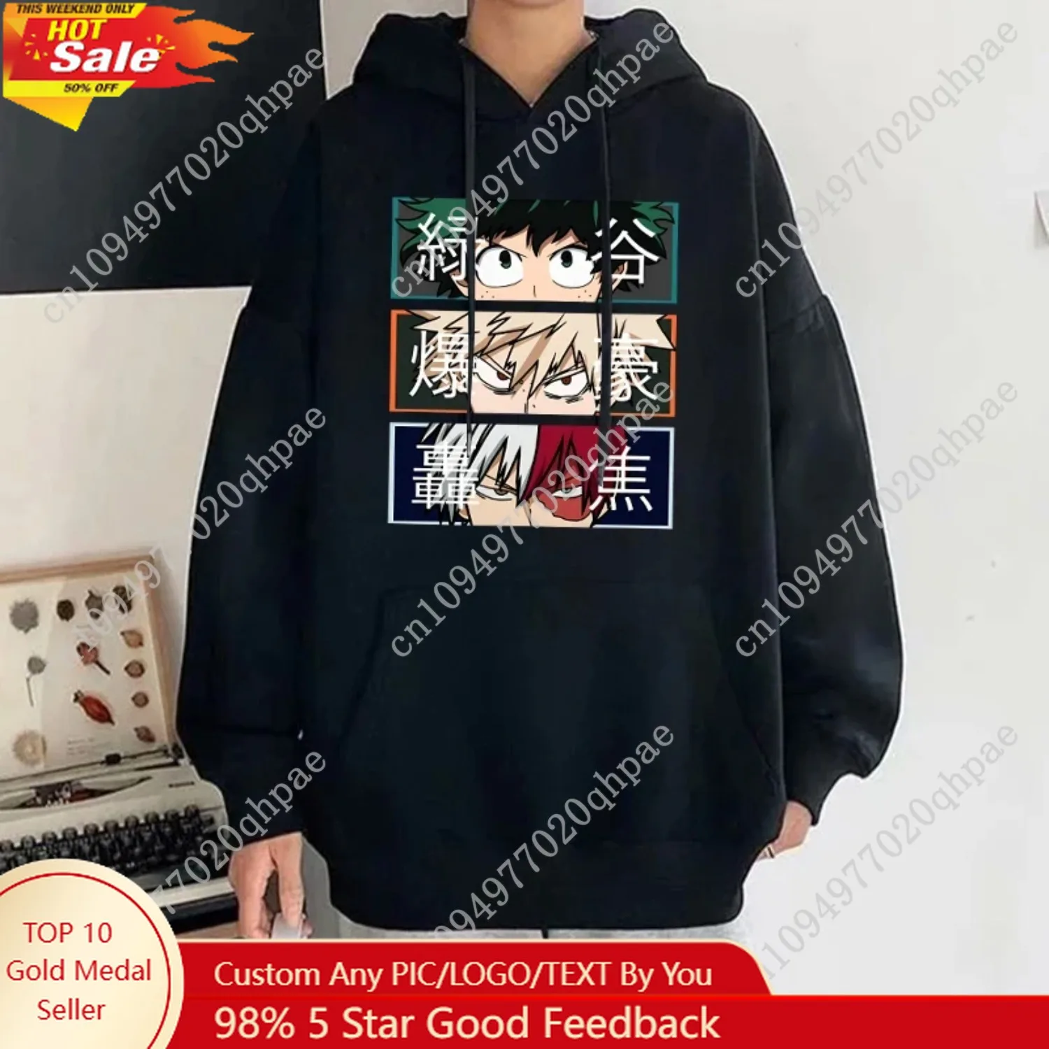My Hero Academia Otoño e Invierno moda manga larga Anime Bakugo Katsuki Todoroki Shoto Sudadera con capucha deportiva al aire libre para hombres y mujeres