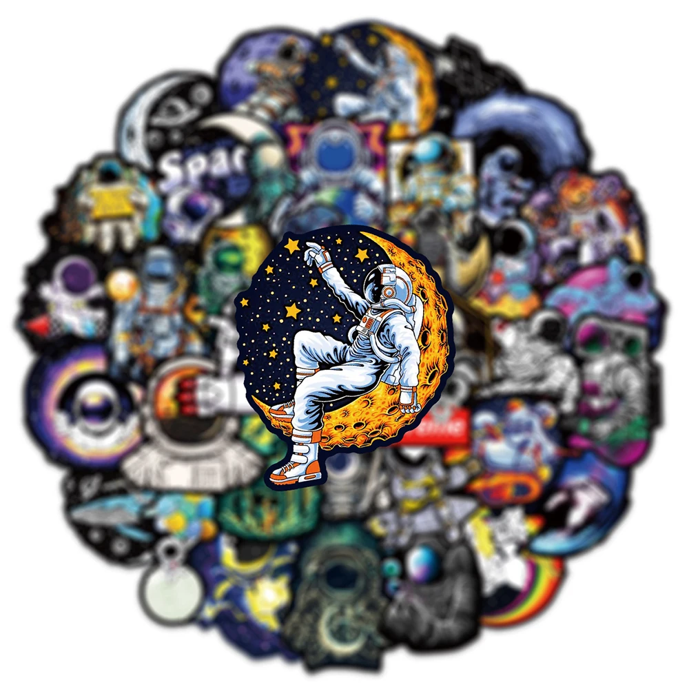 10/30/50pcs Cool Outer Space Astronaut Stickers Cartoon Decals Decoration Skateboard Phone Laptop Graffiti Sticker for Kids Toy