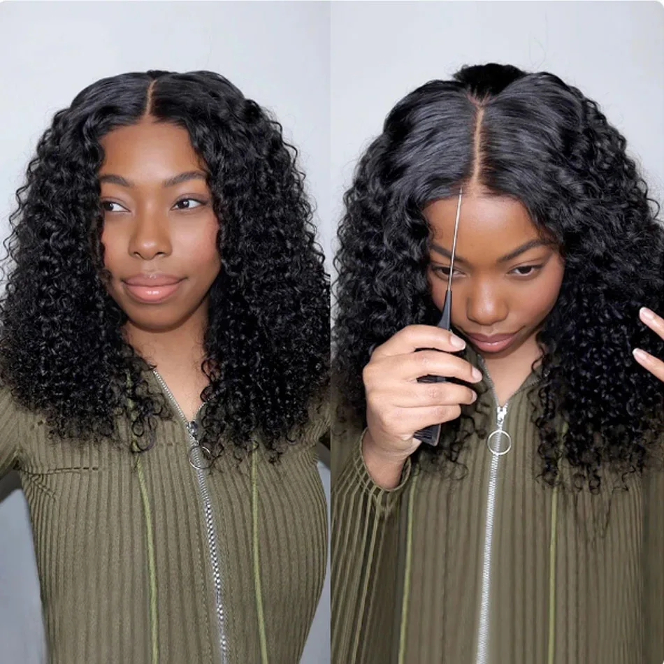 Wear and Go Glueless Wigs Kinky Curly Short Bob Wig Upgraded 13x4 Lace Closure Wigs Ready To Go Human Hair for Black Women Deep