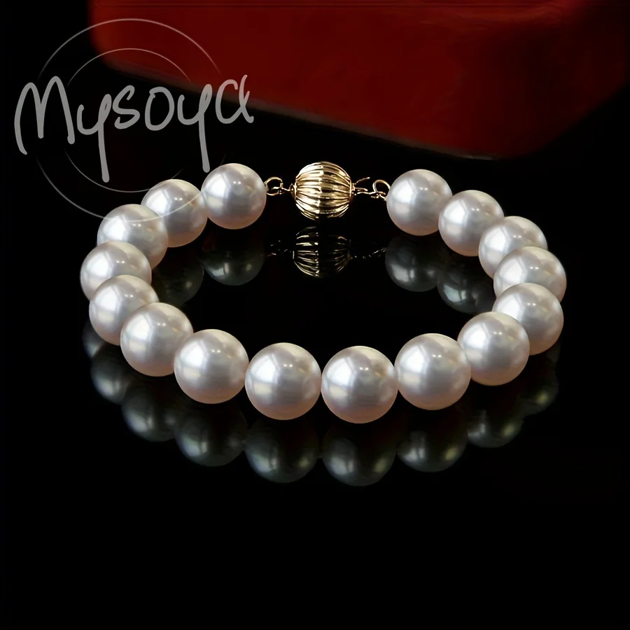 

MYOSOYA Handmade Freshwater Pearl Bracelet 8-10mm Pearls Unisex Daily And Special Occasion Jewelry Wedding Birthday Gift