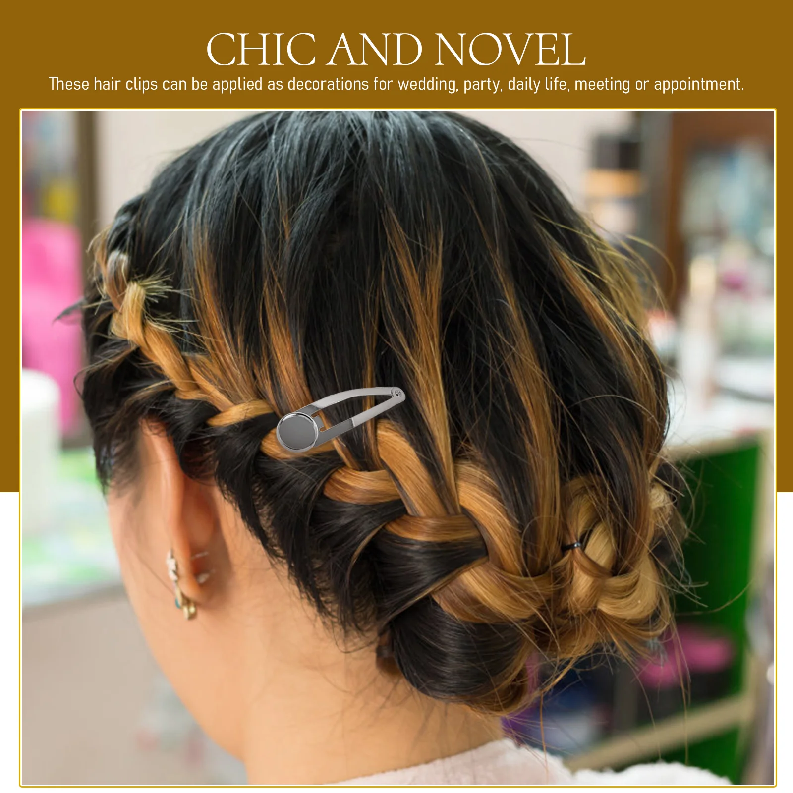 

10pcs 12Mm Round Tray Snap Hair Clip Barrette Small Hair Accessories Women Chic Bang Clip Black Durable Premium Material Easy