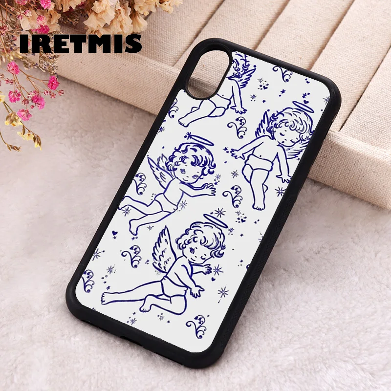 Iretmis Phone Cover Case for iPhone 6 6S 7 8 PLUS X XS XR 11 12 13 MINI 14 15 PRO MAX Silicone Rubber Cherubs