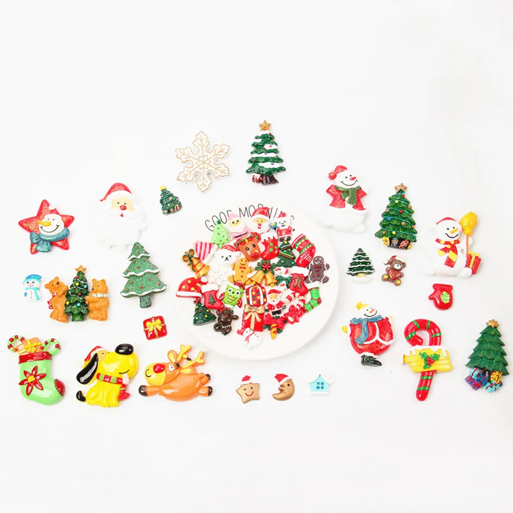 

4pcs Christmas Fridge Magnets Decorative Resin Refrigerator Stickers Mini Magnetic for Office Whiteboard Party Children Room