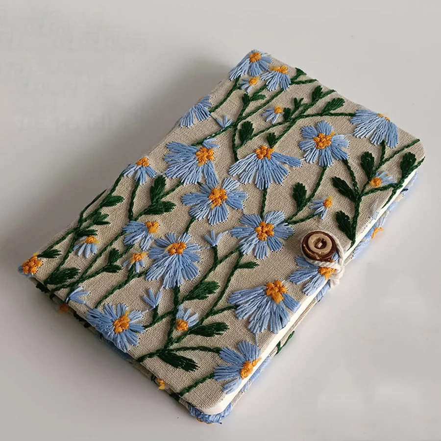 A5 A6 Floral Print Notebook With embroidy Hardcover 98 Sheets Creative Portable Journal For School, Student, Office