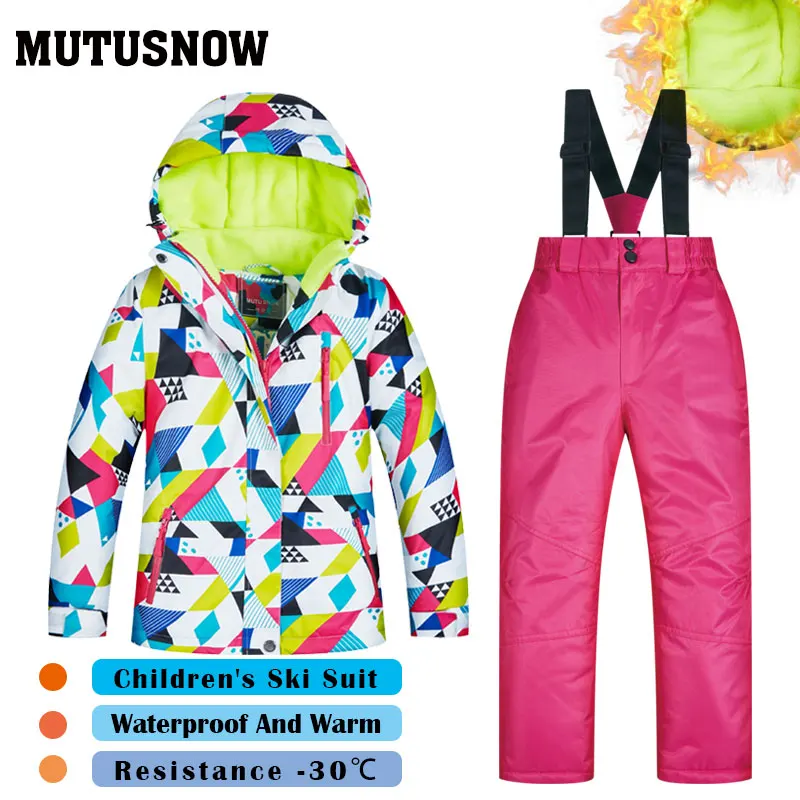 Ski Suit Girls Brands High Quality Skiwear Windproof Waterproof Snow Jacket Pants Warm Child Winter Children's Snowboard Suit