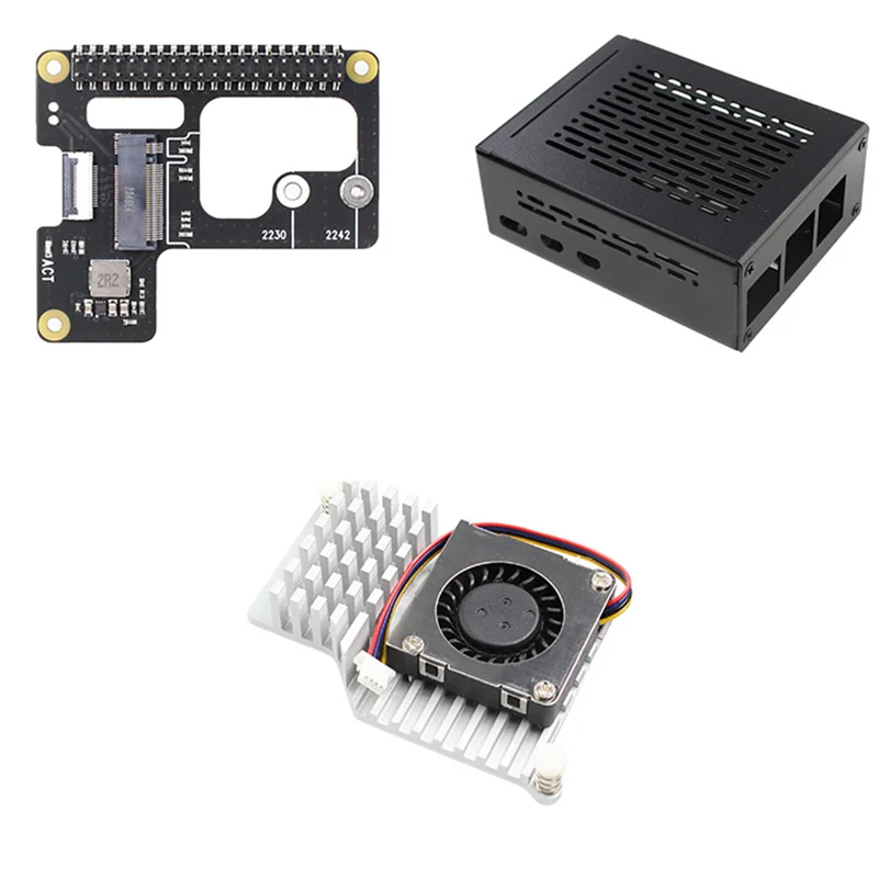 

X1000 SSD Expansion Board+Metal Case+Blower For Raspberry Pi 5 PCIE To M.2 Nvme 2242-2230 Pcie Peripheral Board-ABIU