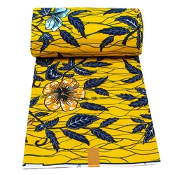 Il più nuovo materiale nigeriano Ankara stampato giallo poliestere africano stampato tessuto camicia tessuto stile etnico tessuto tinto in cera