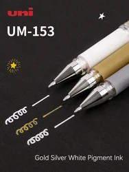 3pcs Uni Ball Signo Gel Ink Pens UM-153 Broad Point 1.0mm Pigment Ink Gold Silver White Black Red Blue Ink