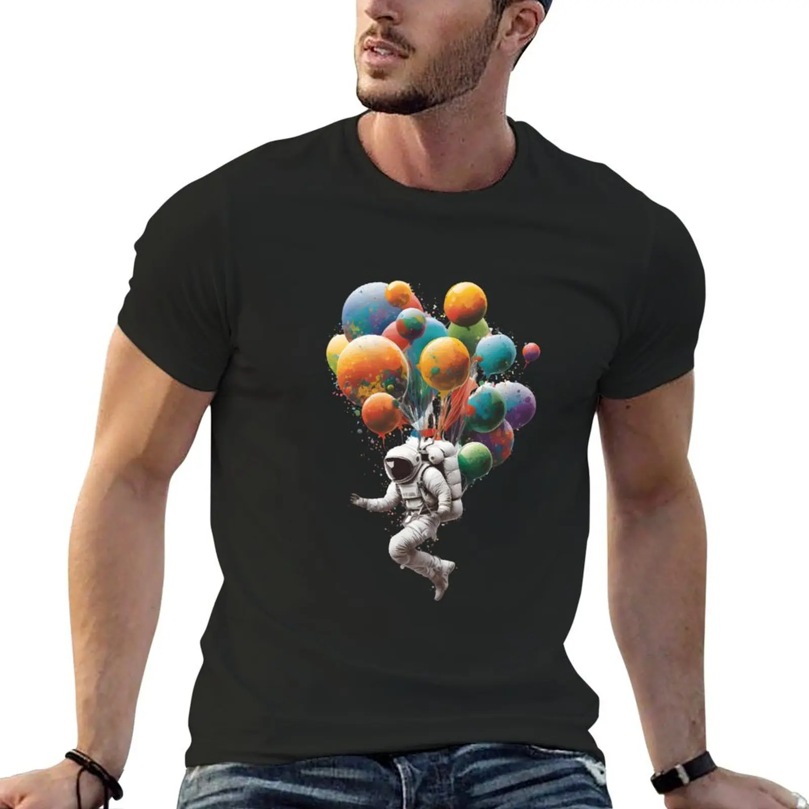 

Astronaut With Balloons In Space T-Shirt blanks customizeds anime tshirt anime shirts men