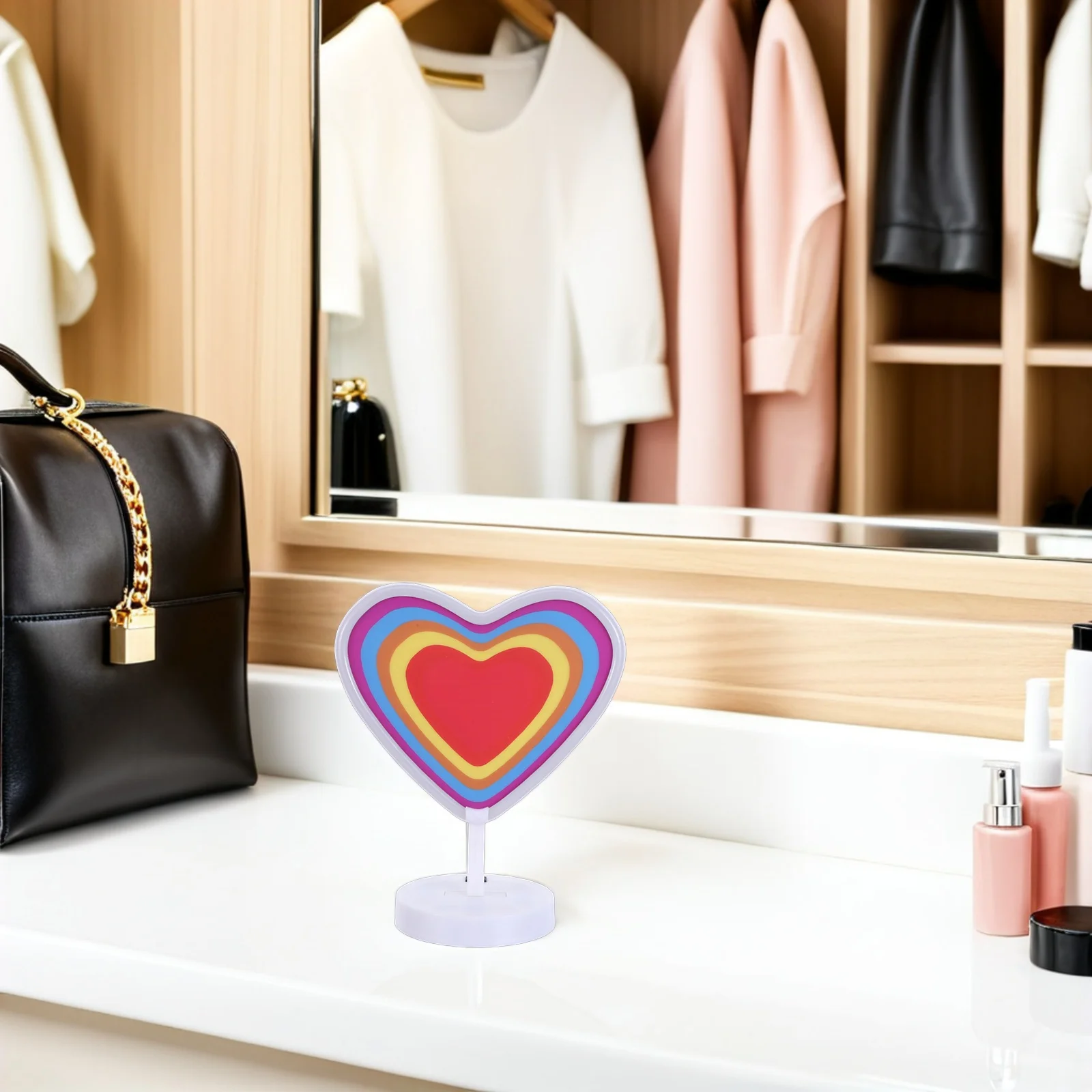 

LED Heart-Shaped Neon Sign Romantic Glow Operated Night Light for Bedroom Wedding Valentine Party Decor