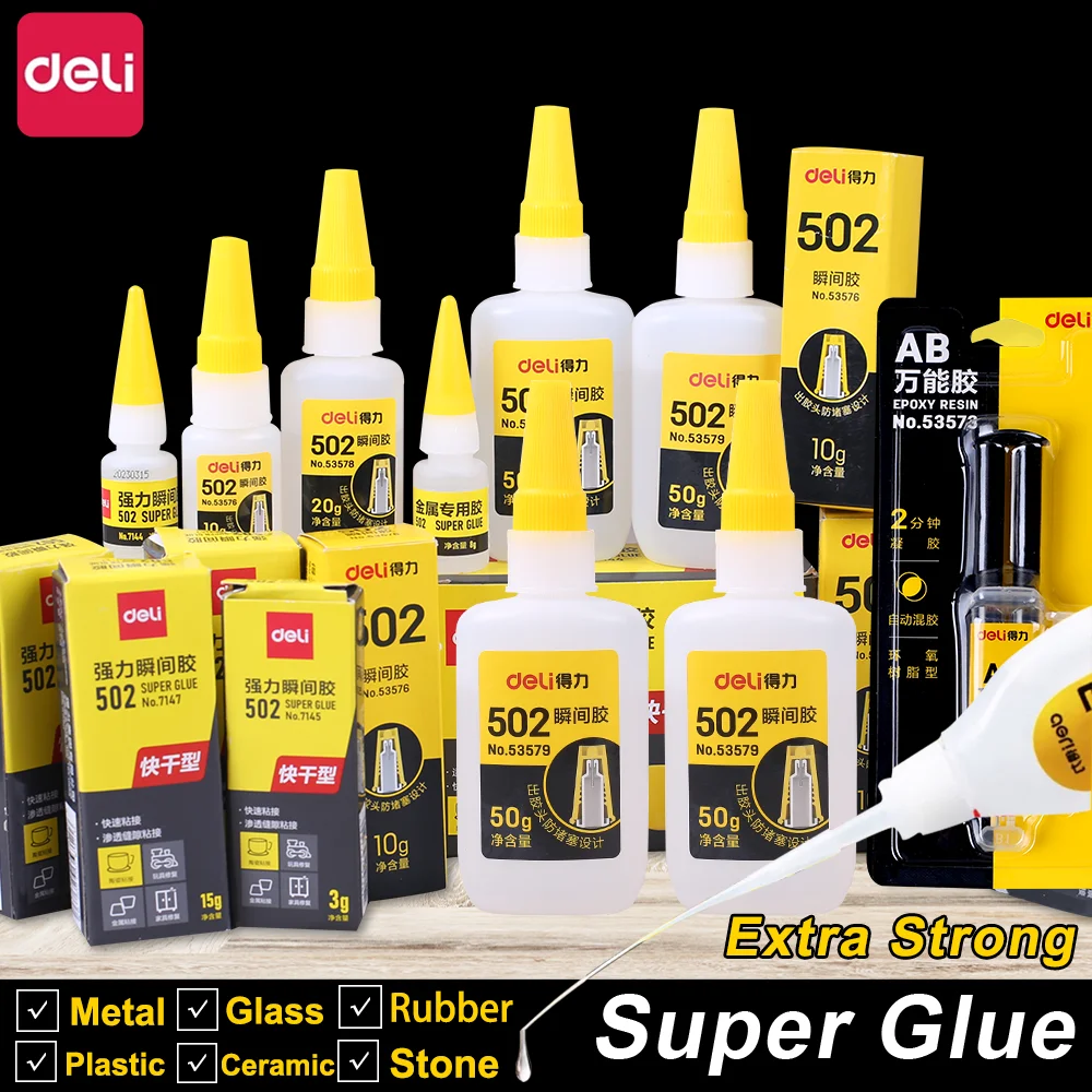 

Super Glue Strong Instant Second Cyanoacrylate 502 Epoxy Adhesive AB Two Component Plastic Model Puzzle Metal Wood Glass Sealant