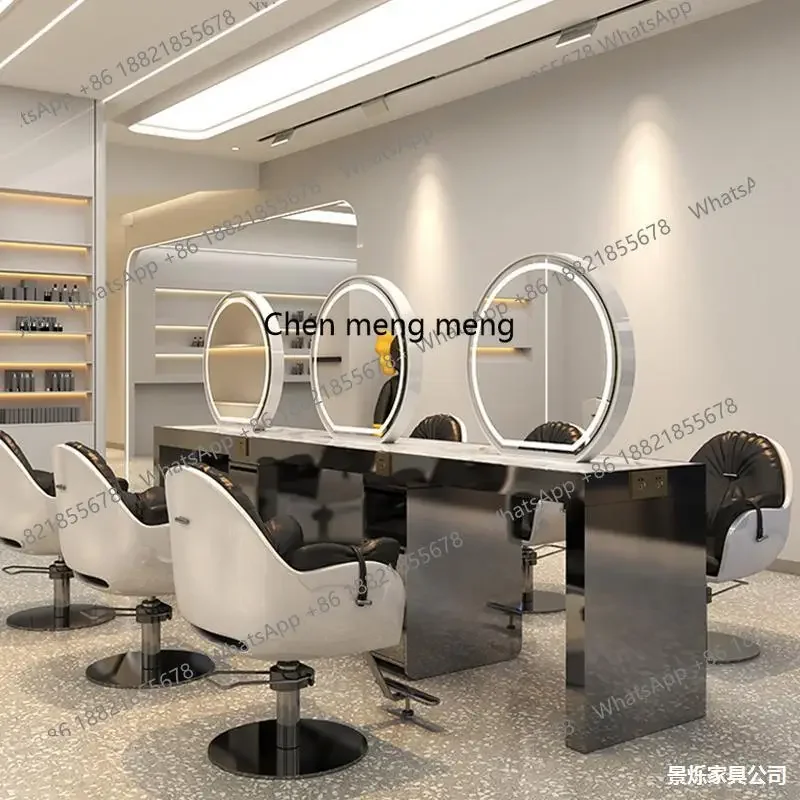 ZZG185Barber shop mirror table special with desktop hair salon perm and dyeing table and cabinet integrated hair cutting mirror