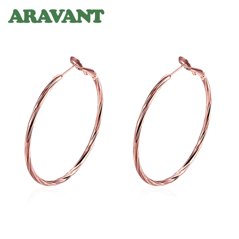 Aravant 925 Silver Rose Gold Hoop Earrings For Women Fashion Jewelry