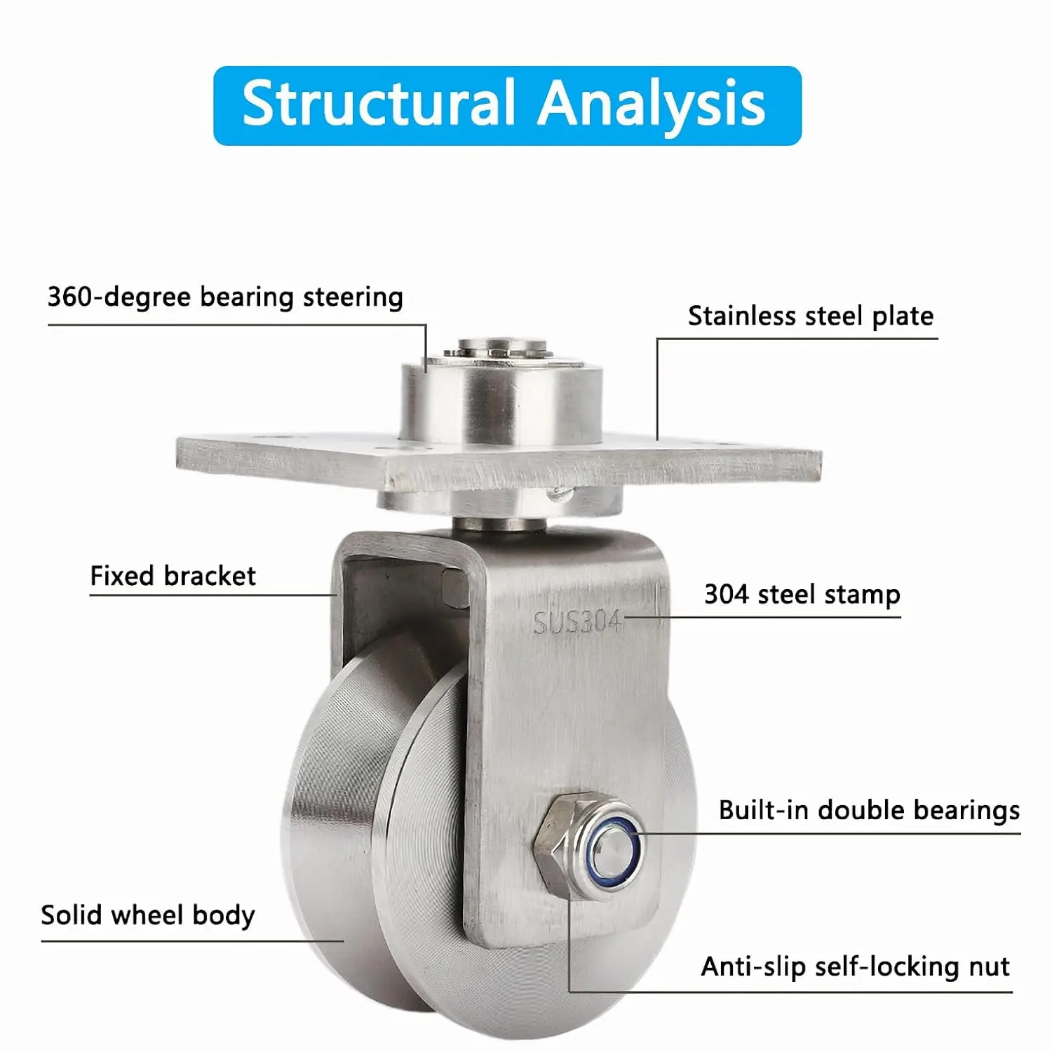 3 polegadas 304 inoxidável u v h sulco rolos de portão deslizante com placa para portão de balanço guia resistente polia roda de elevação