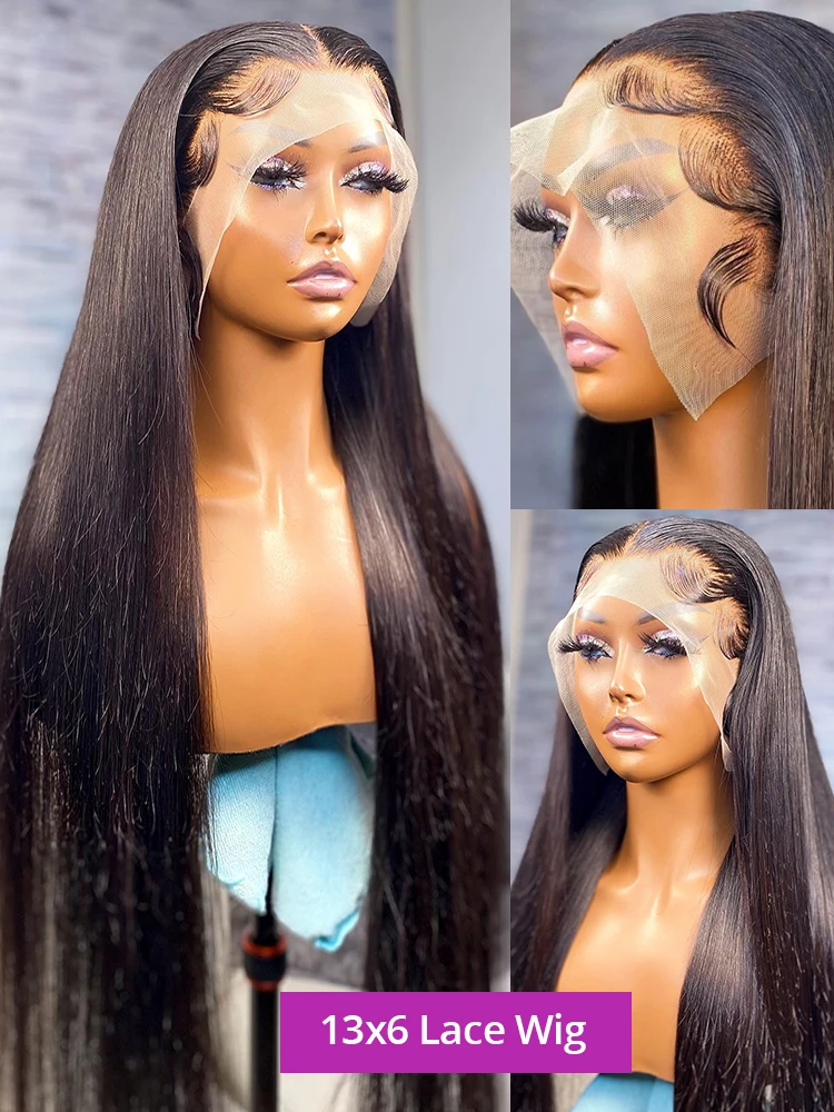 30 40 Inch Bone Straight Human Hair Lace Frontal Wigs Brazilian 13x4 13x6 Lace Front Human Hair Wigs For Black Women Pre Plucked