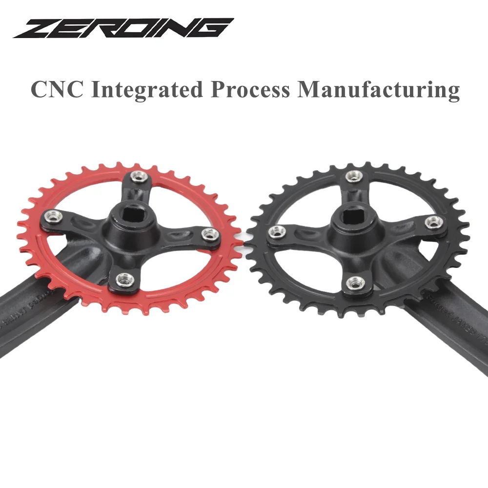 ZEROING Bicycle Crankset 104BCD Mountain Bike Square Hole Crank 170mm Narrow Chainrings 32T 34T 36T 38T Sprocket MTB Crankset