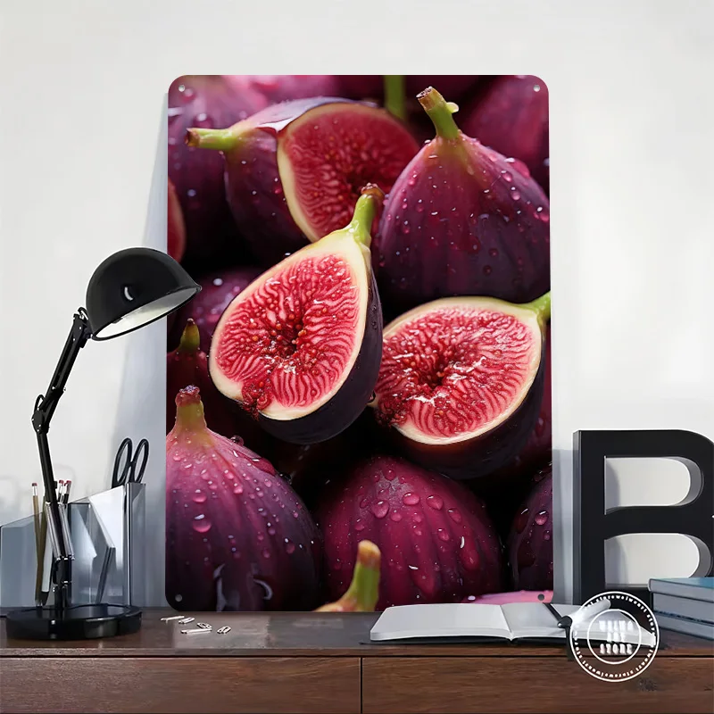 Fresh Figs Close-Up Tinplate Poster Custom Wall Art Vintage Metal Signs Retro Tin Plaque for Decoration Home Decor Items House