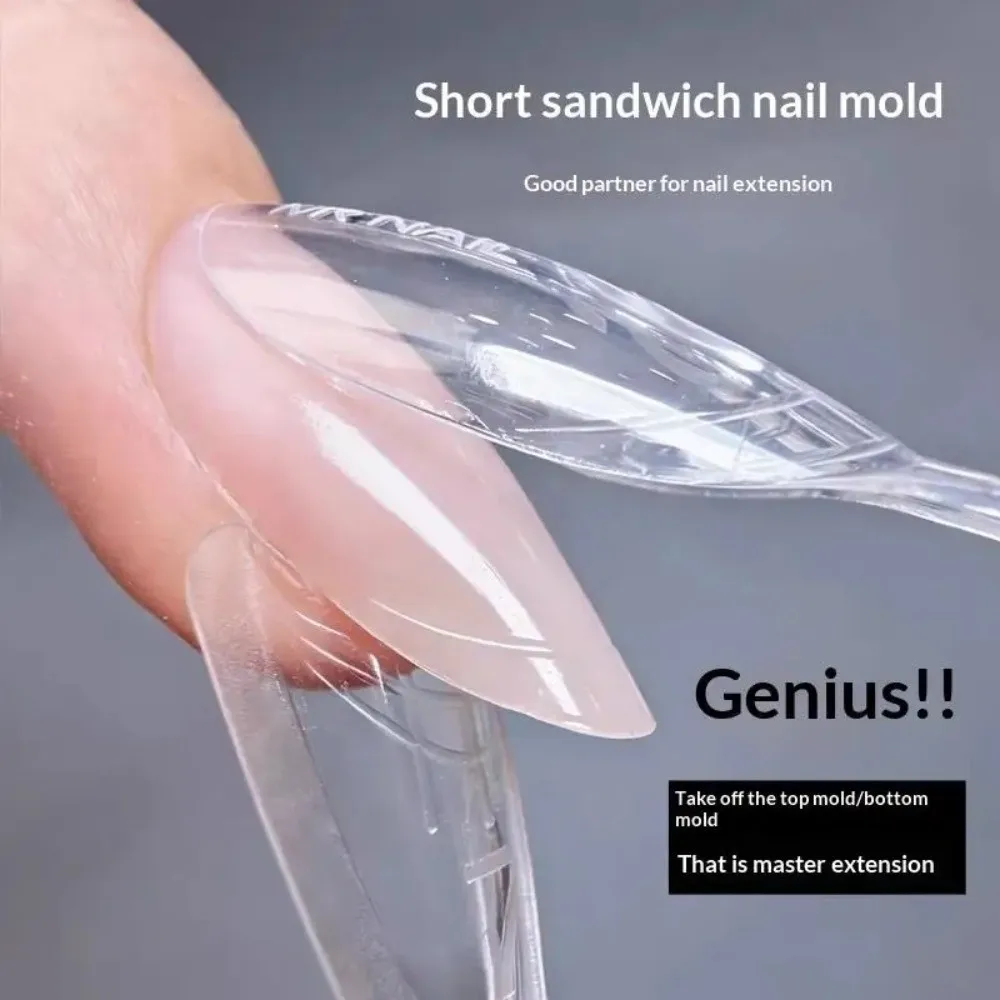 60/240/300 Pcs Oval Coffin Nail Forms Acrylic No Paper Forms Dual Nail Forms 15 Size Oval Sandwich Nail Forms Acrylic