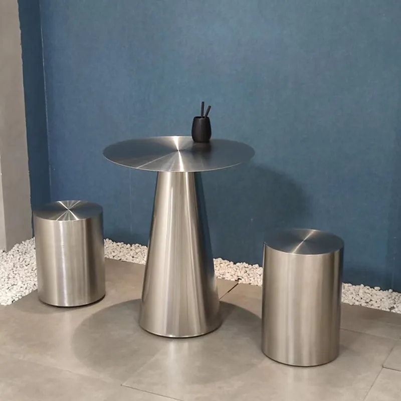 Industrial Style Stainless Steel Milk Tea Shop Coffee Shop Tables And Chairs Light Luxury Designer Coffee Table Creative Interne