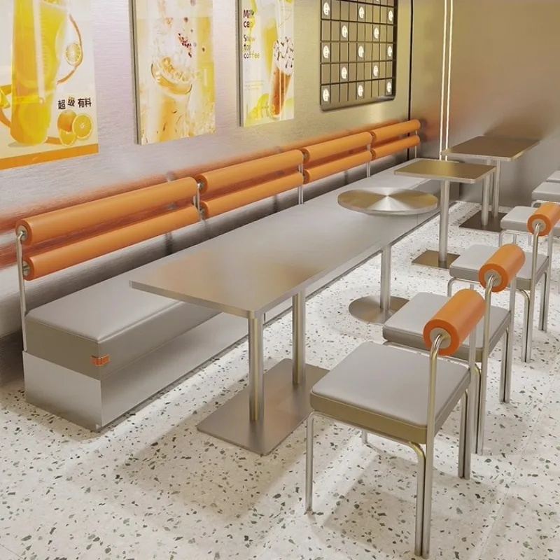 

Cafe against the wall stainless steel booth sofa industrial style bar restaurant