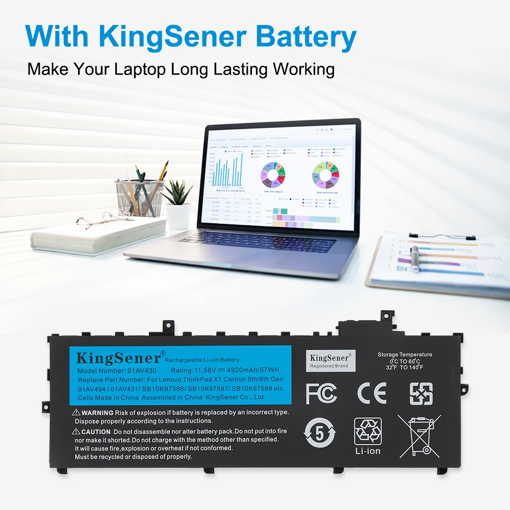 KingSener 01AV430 01AV429 01AV494 Akku für Lenovo Thinkpad X1 Carbon 5. Generation 2017 6. Generation 2018 Serie SB10K97586 01AV431 SB10K97587 – Detail 3